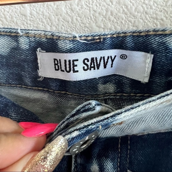 NWT Blue Savvy Acid Bleach Wash Denim Jean 100% Cotton Shorts 9 / 29 - Picture 10 of 10